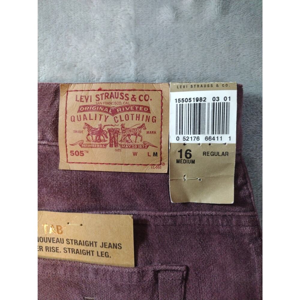 Vtg Levis 505 Corduroy Jeans Womens 16M (35×31) Mauve Pink Low Rise Straight Leg - Picture 4 of 13